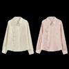 Fashion Style 2024 Spring New Arrival Women's Fashion All-Match National Style Stylish Long Sleeves Jacquard Slub Button Shirt