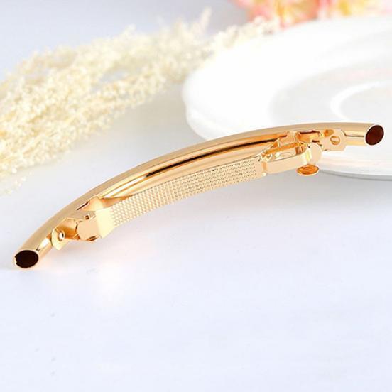Women's Metal Golden Tone Silver Plated Tube Shape Barrette Hair Clips Hairgrip