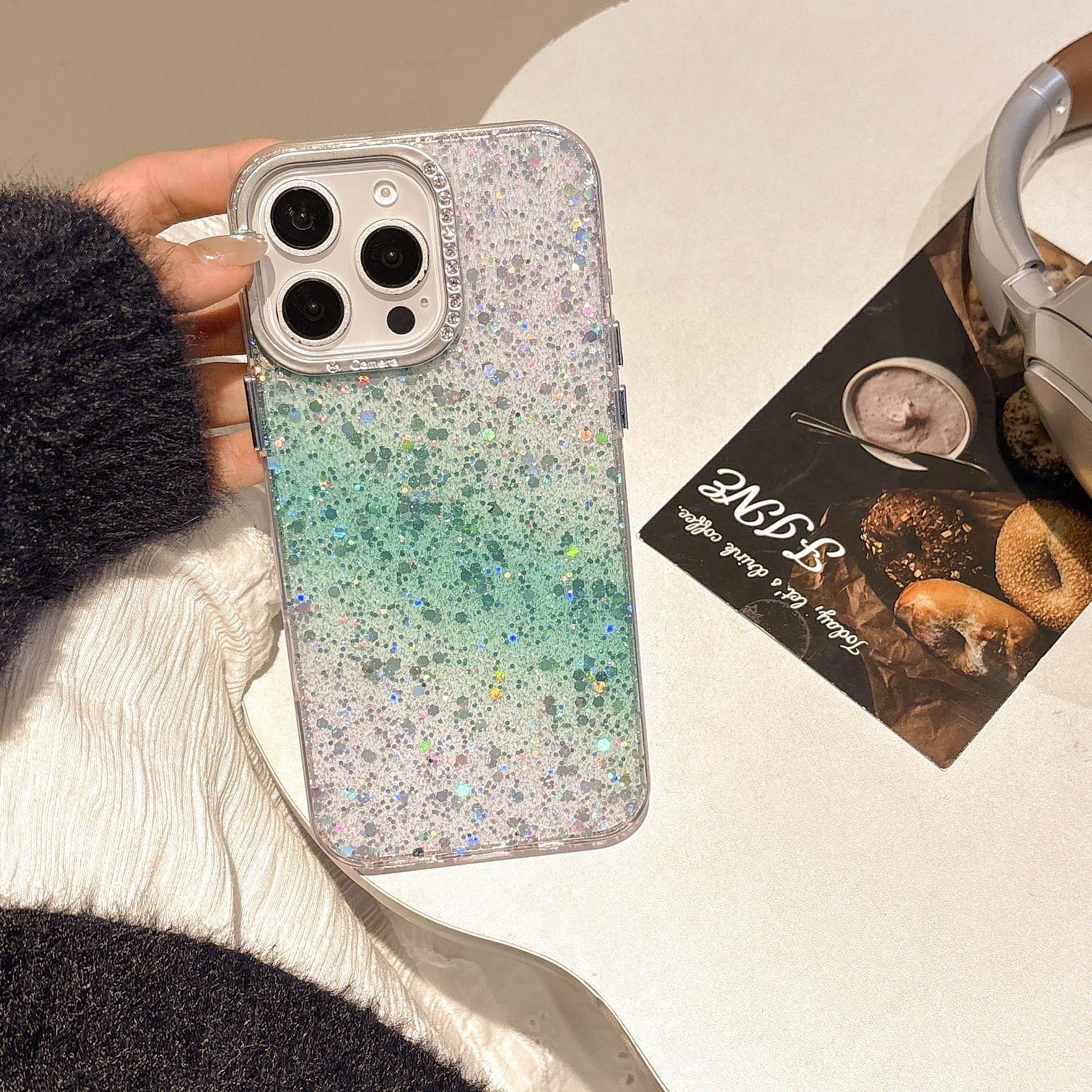 

Градиентный глиттерный порошок «Звездное небо», подходит для мобильного чехла Apple 16, чехол со стразами для iPhone 15 ProMax с защитой от падений, фея iPhone12proMax