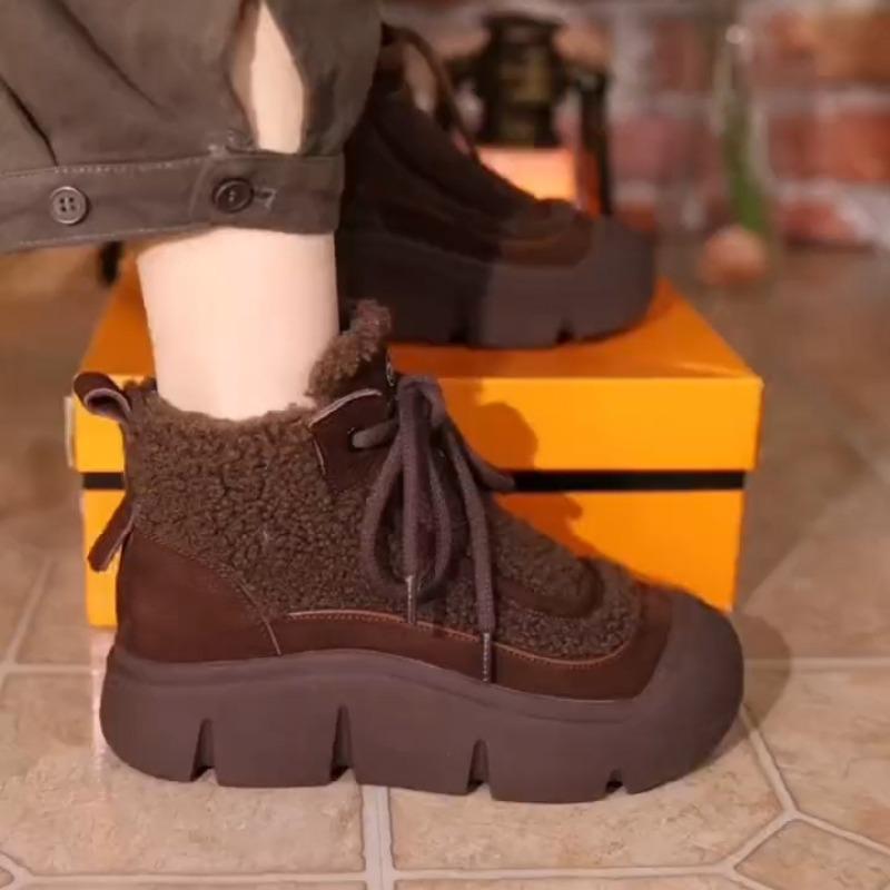 Winter Thick-soled Snow Boots Plus Velvet Warm Low-top Shoes Comfortable Cotton Shoes Women