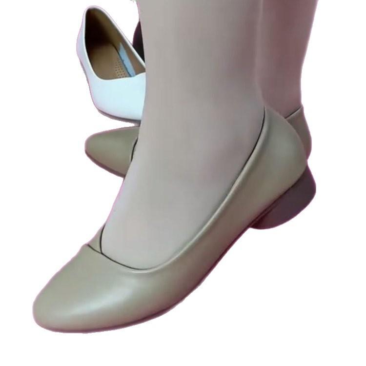 Mom shoes single shoes women's casual elderly shoes women's soft soles non-slip and comfortable autumn shallow mouth leather shoes thick heel work sh