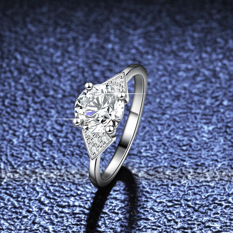 Bague moissanite couleur D bague en argent pour femme diamant flash à quatre griffes ins bague en diamant bague de fiançailles bague de mariage cadeau pour petite amie