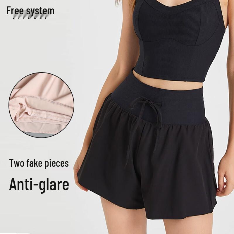 Women s High-Waist Anti-Exposure Loose Fit Yoga Running Shorts M