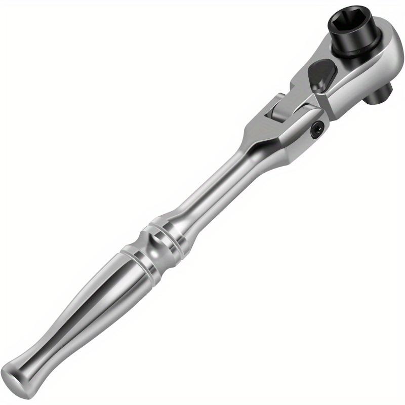 Ratchet Handle Chrome Vanadium Steel 2-in-1 Multi-Purpose Reversible Resilient Head Ratchet Wrench 1/4'' Drive Ratchet Handle