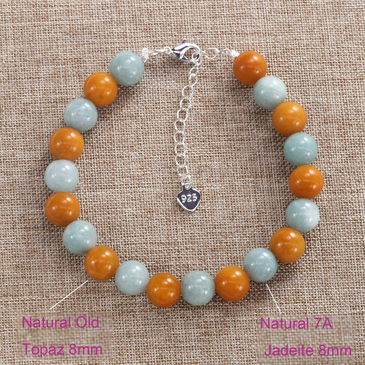 

PANJBJ 925 Sterling Silver Bracelet For Women Jade Agate 8MM Natural Stone Spiritual, New Beginnings, Positive Energy Dropship