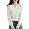 Long Sleeve Women Knitted Sweater Coat Single Breasted Round Neck