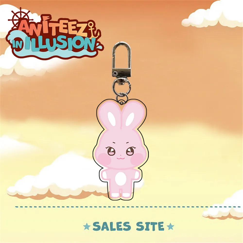 ATEEZ Keychain ANITEEZ Cartoon Teezmon Acrylic Pendant Motorcycle keychain Keyring Ateez Hongjoong Seonghwa Yunho Yeosang 5cm розовый