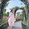 Women's Summer Design Cute Fresh Dress Elegant and Beautiful Bubble Sleeve Square Neck Fairy Dresses