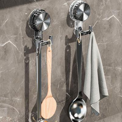 Traceless Suction Cup Hook Free Punching Vacuum Rotating Clothes Hook Waterproof Double Hook Wall Hook Keys Clothes