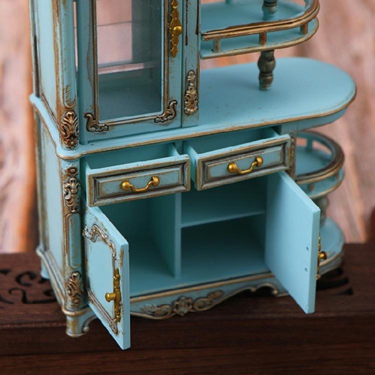 Detailed Miniature Doll House Decoration Screen Cabinet Model Figure With Working Door And Lighting Design for Sand Model