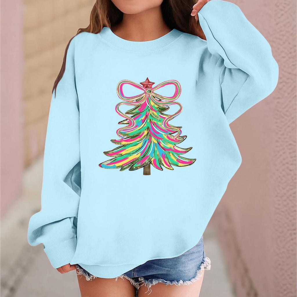 Children's Fashionable Casual Long-sleeved Loose Christmas Print Pullover Sweatshirt