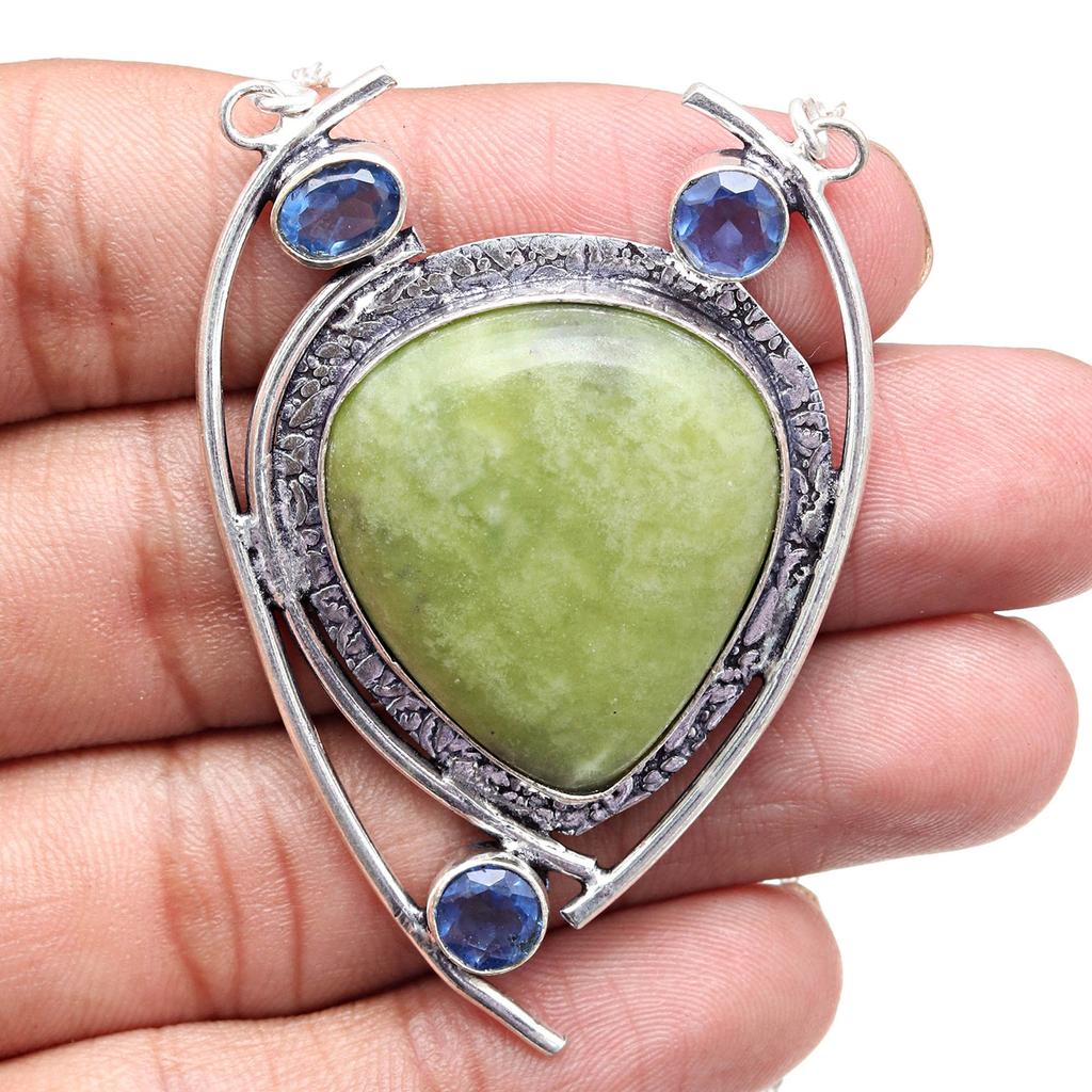 Lemon Chrysoprase Gemstone Mother's Day Jewelry Necklace 20 in
