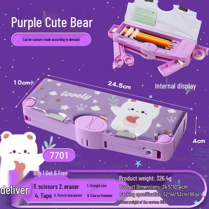 Creative Cartoon Multifunctional Pencil Case for Primary School Students - Large Capacity and High Appeal