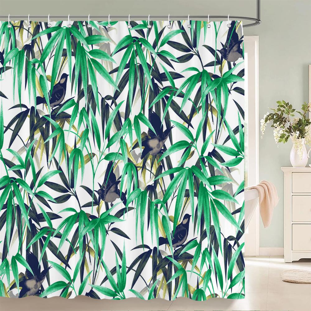 Flowers Butterfly Pattern Shower Curtains Bathroom Curtains Waterproof Polyester Bath Curtain with 12 Hooks Shower Curtain