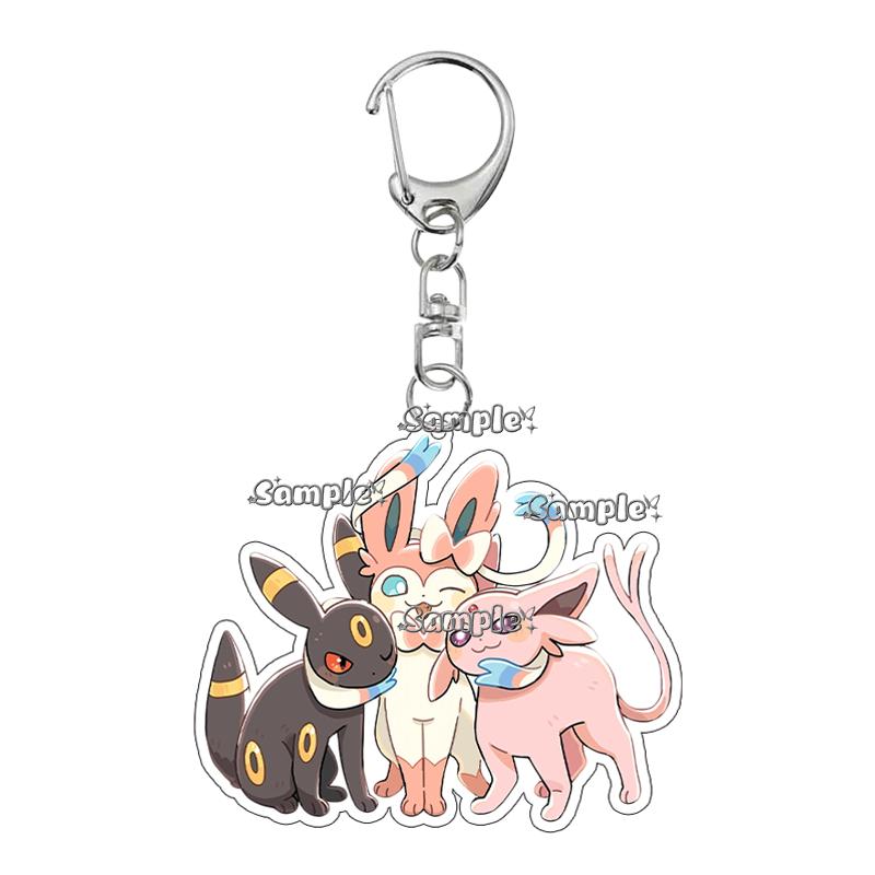 Kawaii Couple Eevee Umbreon Jolteon Anime Acrylic Keychain Accessories Cartoon Backpack Charm Keyring Acrylic Ornaments Toy Gift