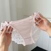 Bow Lace Flower Panties Transparent Lace Mesh Briefs Thin Women Underwear  Girl