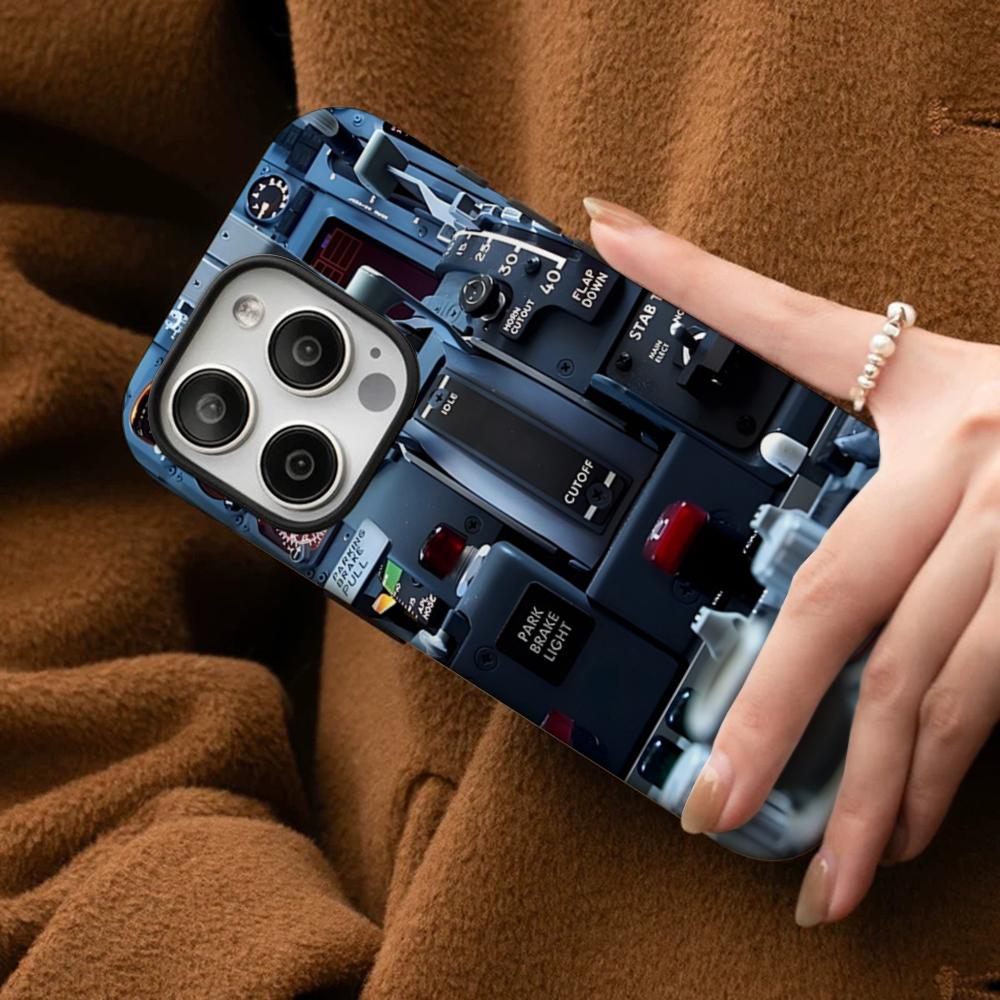 Aircraft Cockpit Helicopter Airplane Phone Case For IPhone 16 15 14 13 12 11 Pro Max Plus Samsung S24 S23 Ultra Glossy HD Hard P