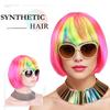 Colorful bangs short straight hair synthetic wig festival party cartoon party daily wear
