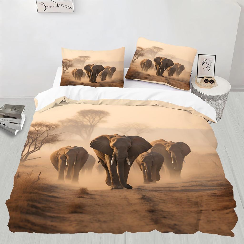 Elephant Duvet Cover Sets for Kids Queen King Twin Size Lightweight Down Room Decor 2 Pillowcases 1 Comforter Cover No Comforter