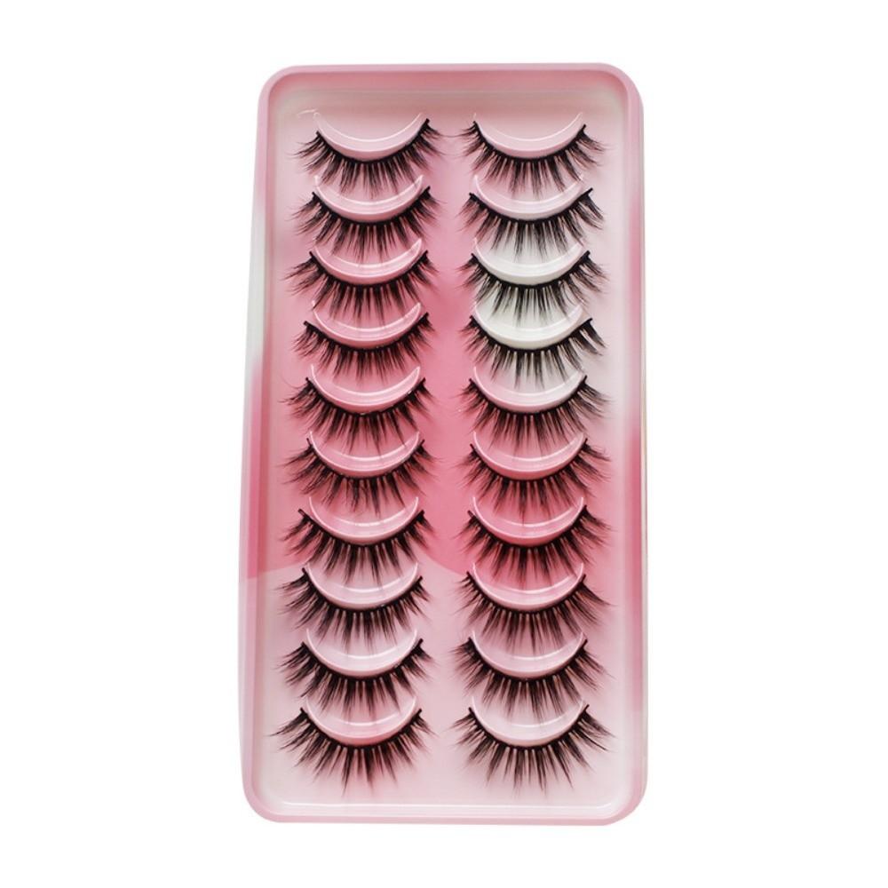 10 Paar Flauschige Manga-Wimpern Kurze Anime-Wimpern Modische Falsche Wimpern für Damen
