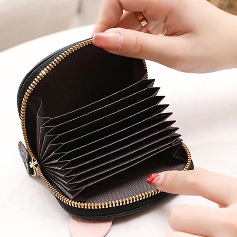 PU Leather Cartoon Pig Multi Card Slot Holder Zipper Coin Purse Soft Touch Clip Wallet for Women Kids Party Use