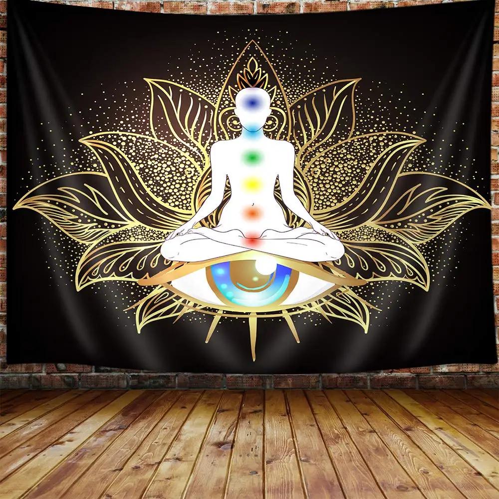 Sieben Chakra Wandteppich Yoga Meditation Wandteppich Buntes Mandala Indisch Hippie Wandteppich Wandbehang für Wohnzimmer Schlafzimmer