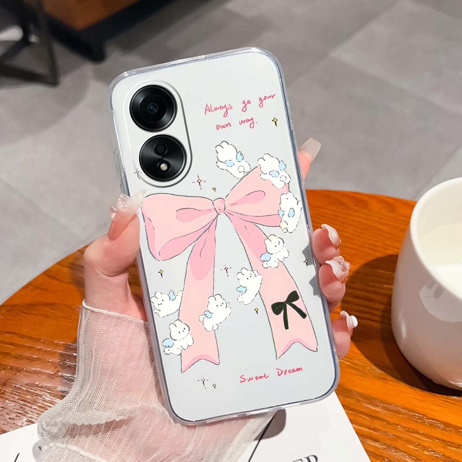 Carcasă nouă pentru Oppo A58 A57 A57S A57e A77 A77S A78 A79 A98 A38 A2 F23 K11 4G 5G Model animal drăguț din silicon transparent anti-alunecare Carcasă durabilă pentru Oppo Capa