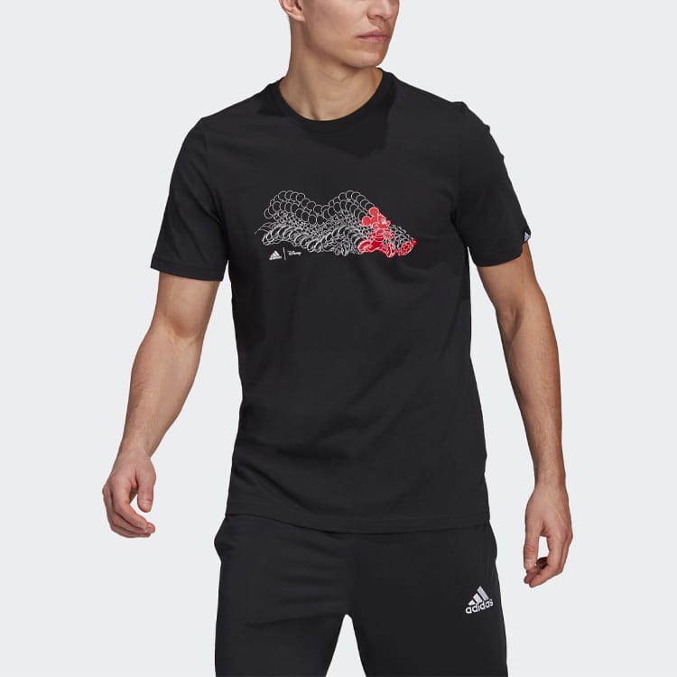 Adidas X Disney Collaboration T Shirts Men's Black Crew Neck Moderate Straight Fit GL3204