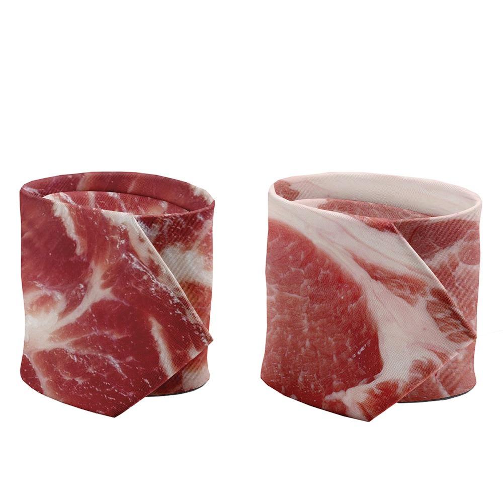 Adjustable Meat Style Design Tie Narrow Steak Food Printing Men Necktie Shirt
