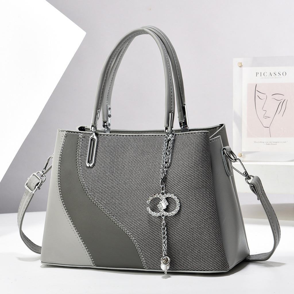 Modische Damen-Umhängetasche Stilvolles Farbblock-Design Mittlere Größe PU-Handtasche