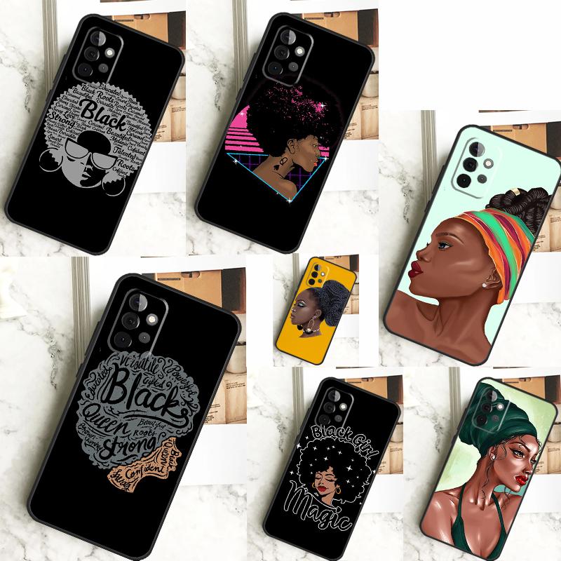 Beautiful Black Afro Girl Case For Samsung Galaxy A55 A35 A15 A14 A34 A54 A73 A53 A33 A23 A13 A12 A32 A52 A51 Cover