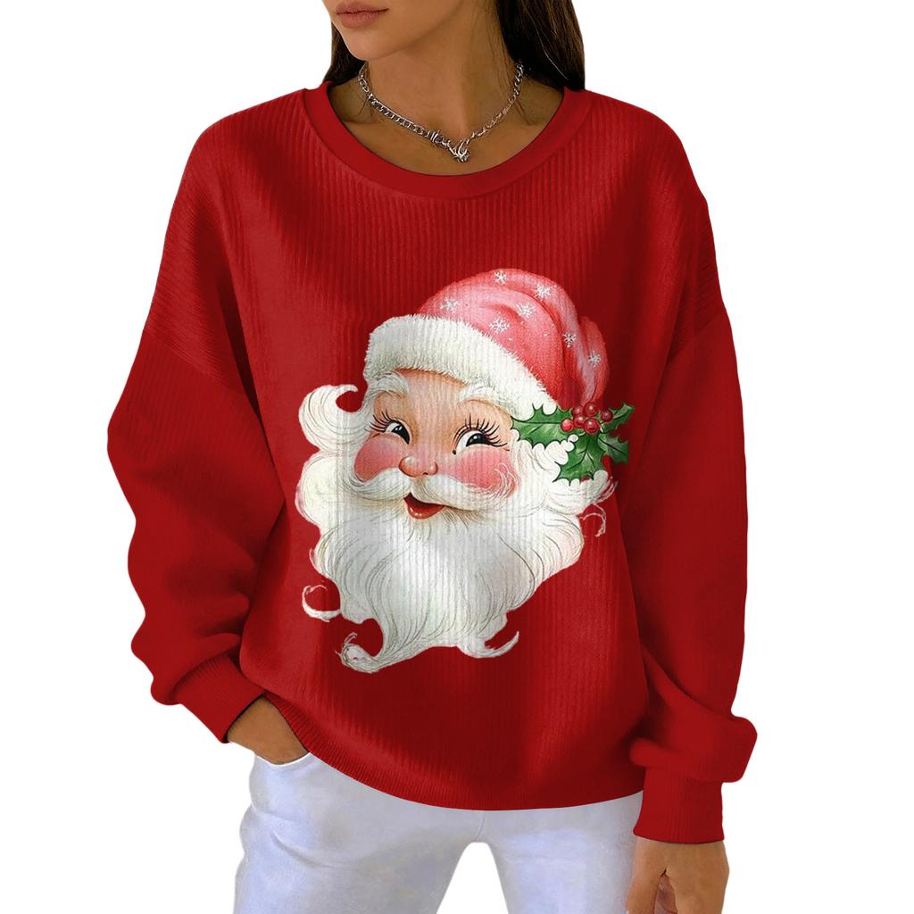 Women's Loose Comfortable Casual And Fashionable Round Neck Christmas Pattern Long Sleeved Sweatshirt