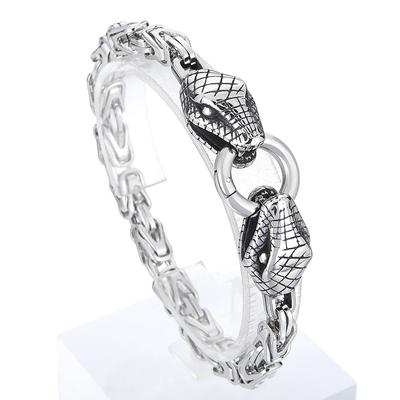 Japanese and Korean Minimalist Retro Men's Titanium Steel Round Buckle Animal Snake Head Bracelet