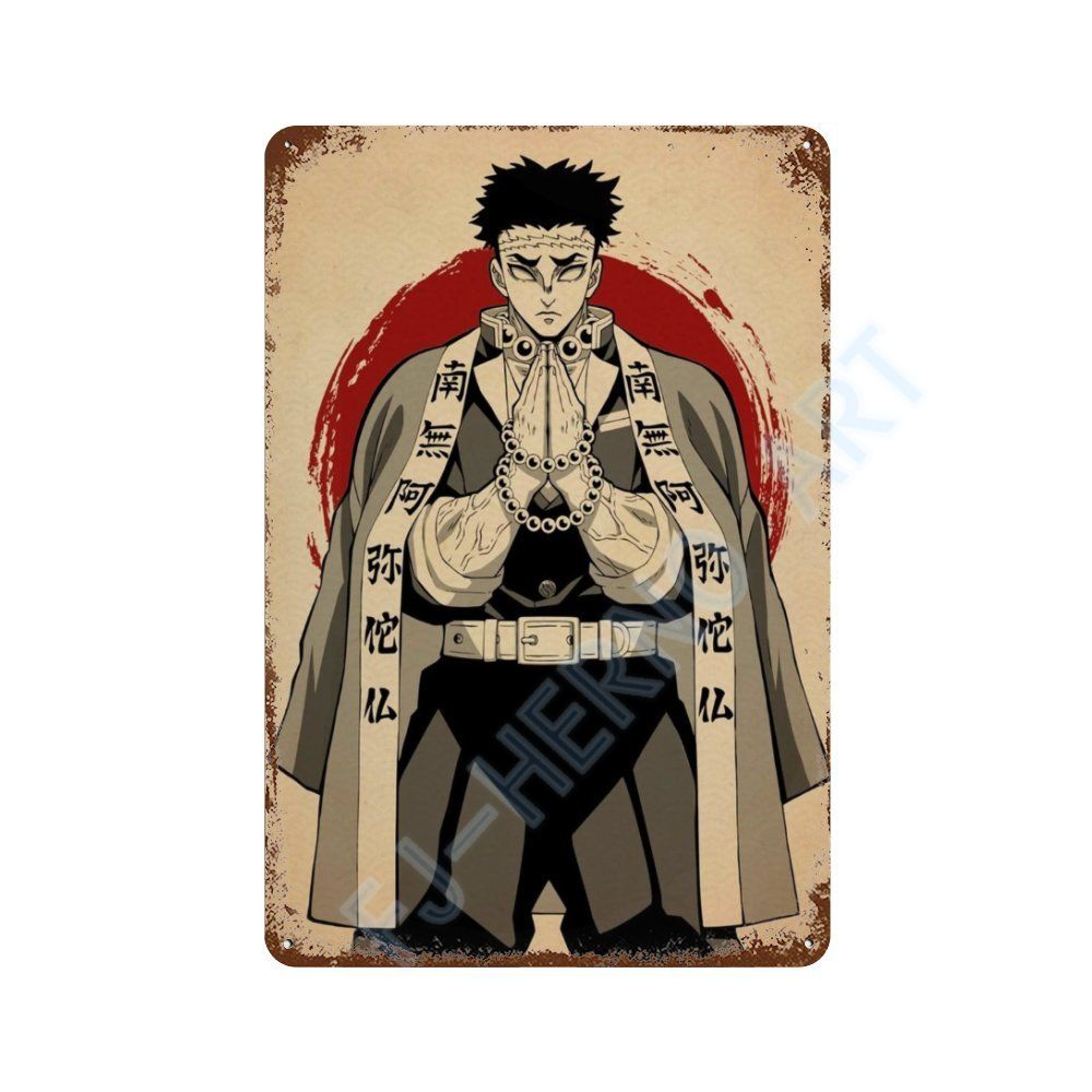 Japan Retro Anime Demon Slayer My Hero Academia Jujutsu Kaisen Metal Tin Sign Plaque Wall Art Home Kids Room Decorative Plates