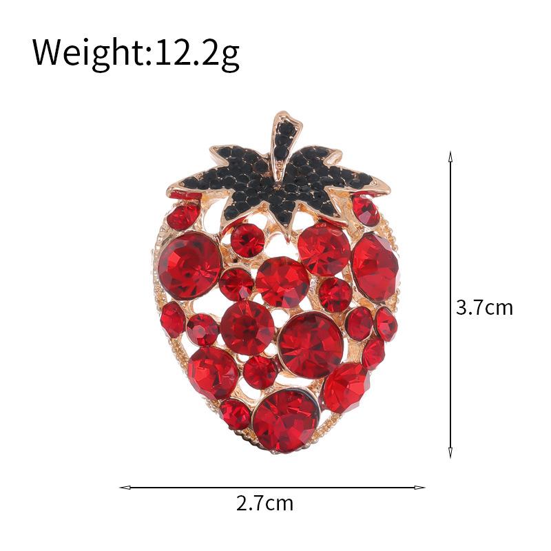 Exquisite Strawberry Brooch: Enamel and Rhinestone Fruit Pin Accessory