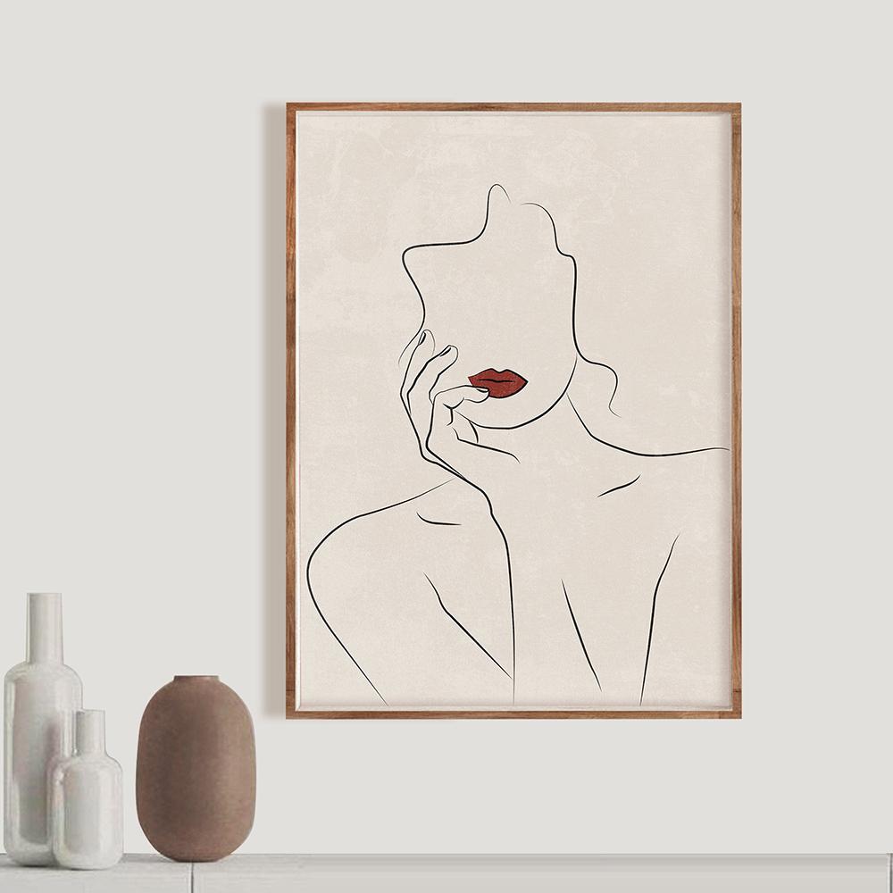 Mid Century Modern Nude Minimalist Art Canvas Painting Poster Woman Line Drawing Print Home Decor Wall Picture For Bathroom