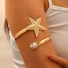 Adjustable Bracelet Starfish Pearls Bangle For Women Elegant Upper Arm Wristband Jewelry Piece Lightweight Alloy Design