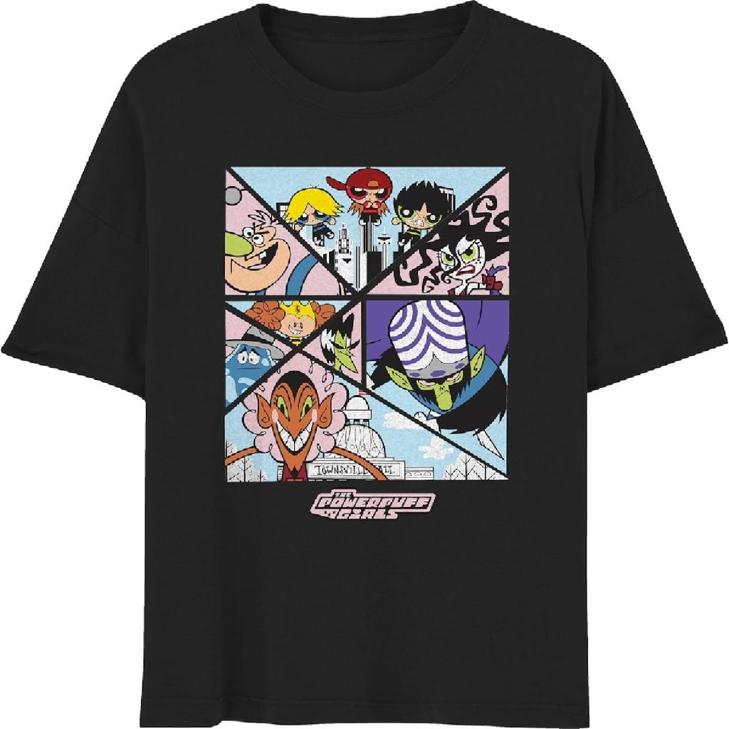 T-shirt a Maniche Corte Unisex per Adulti Powerpuff Girls Cattivi di Townsville
