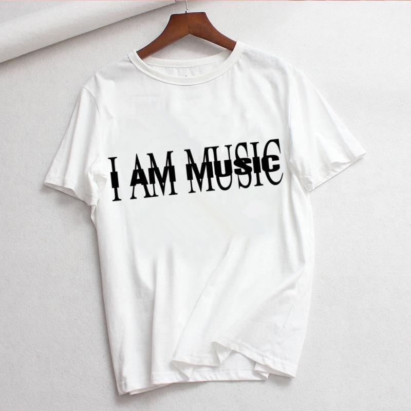 I Am Music Printed T Shirt Women 90s Graphic Tshirt Harajuku Tops Tee Cute Short Sleeve Tshirt Female