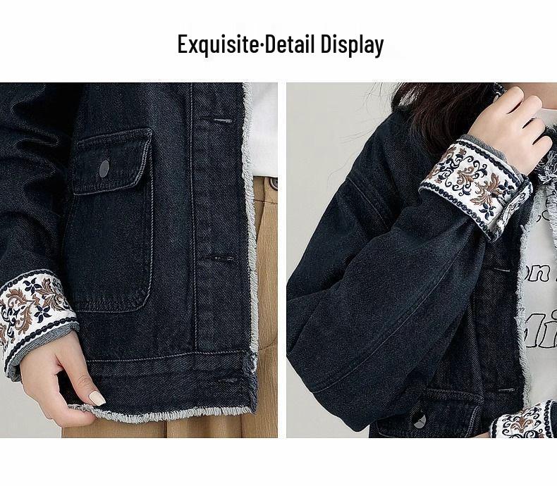 Dżinsowa kurtka z kołnierzem stójką Retro na wiosnę/jesień 2025 - Stylowa luźna, krótka w stylu hongkońskim dla kobiet