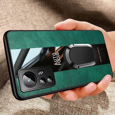 Luxury Plexiglass Leather Phone Case for XIAOMI MI 12x 11 10 11T 9 10t 8 PRO Car Holder Ring Shockproof Protect Silicone Back Cover for MI 12 Ultra