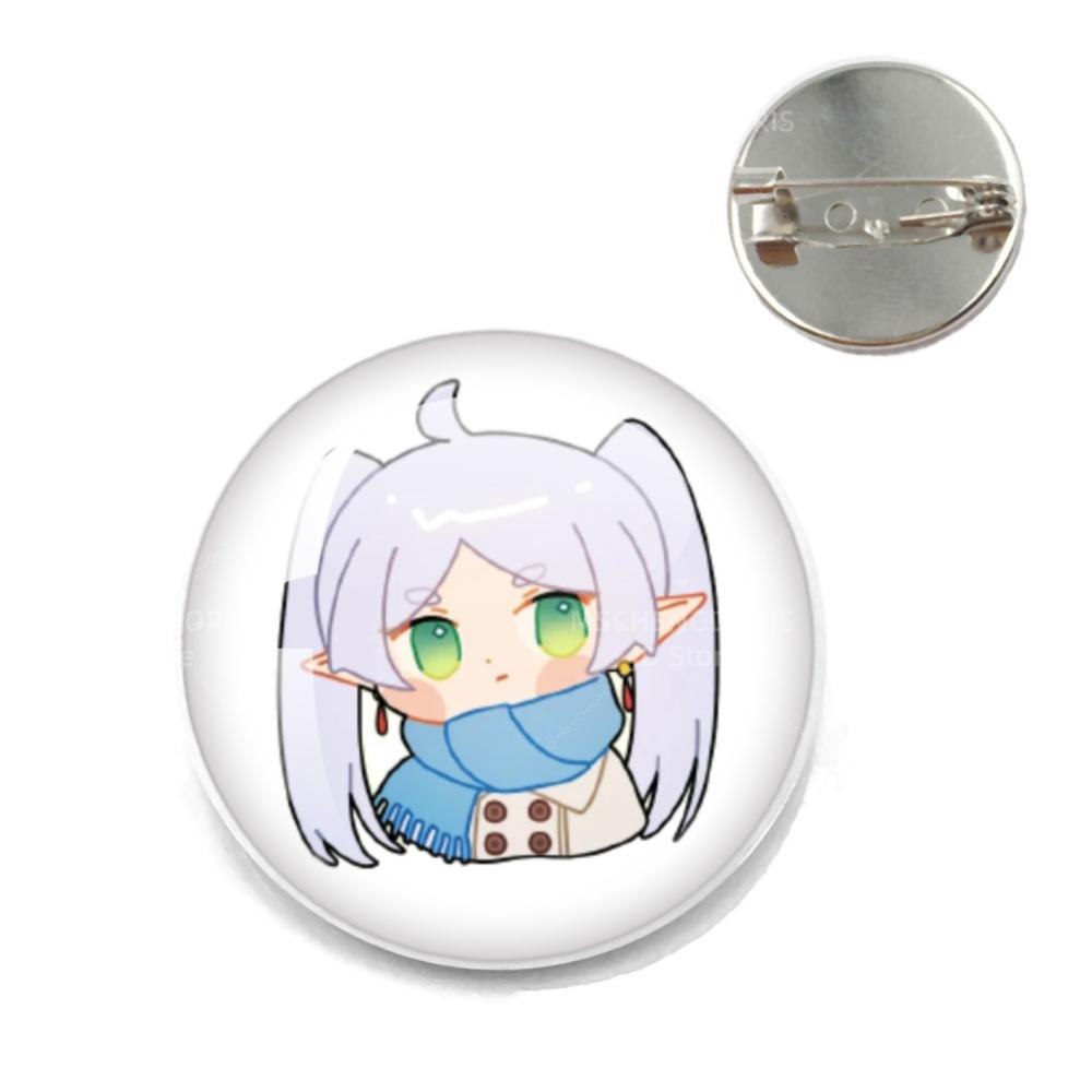Anime Frieren Pins Cartoon Badge Round Creative Glass Metal Brooches For Backpack Jewelry Accessories Gifts