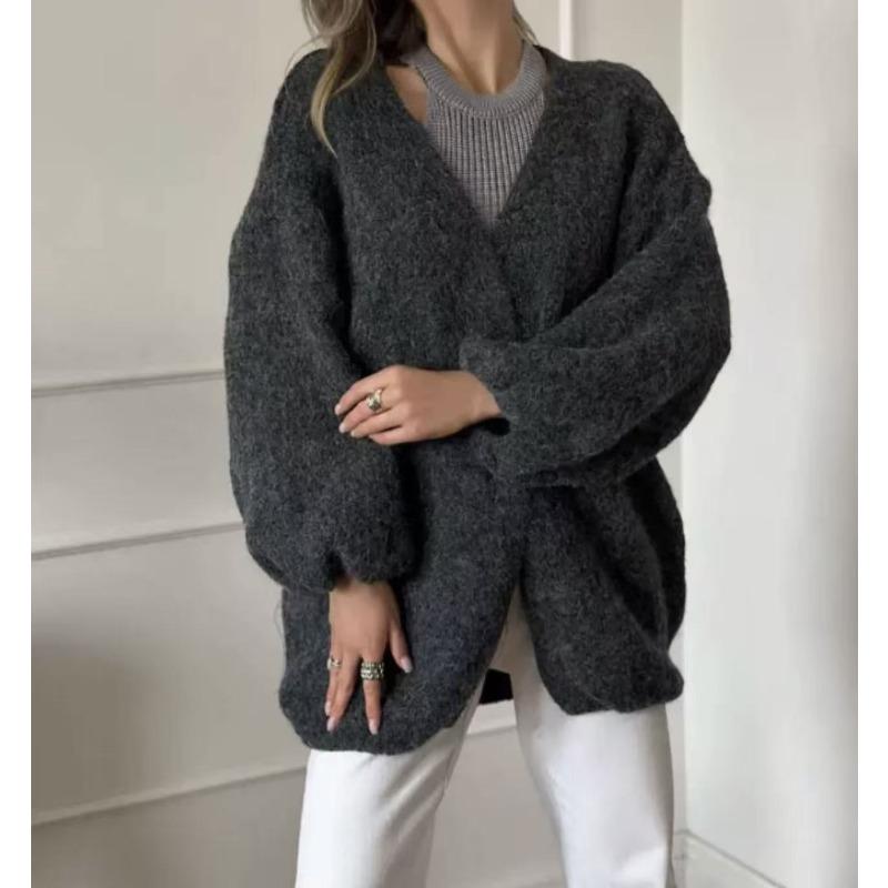 Lazy Wind Knitted Cardigan Women's Clothing Autumn and Winter New Loose Casual Versatile Sweater Jacket Women
