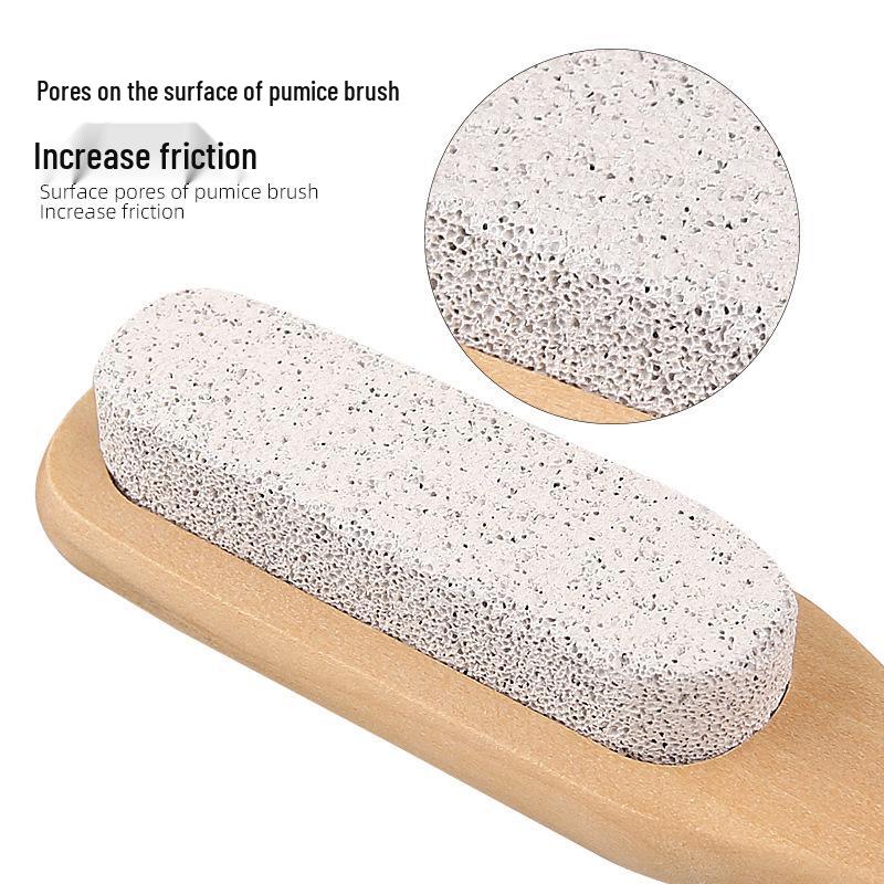 Pumice Stone Foot Scrubber with Wooden Handle for Calluses and Rough Skin Exfoliation