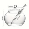 250ml Clear Glass Sugar Bowl with Spoon|Transparent Spice Jar for Kitchen,Home Organization,Cooking,Candy Storage Pot,Glass Container for Sugar,Spices