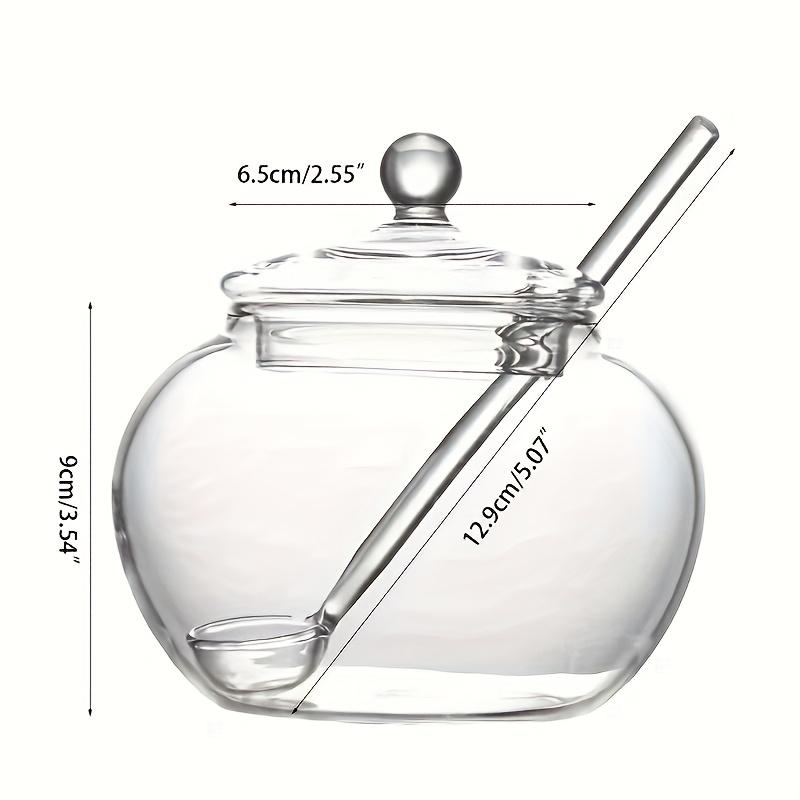 250ml Clear Glass Sugar Bowl with Spoon|Transparent Spice Jar for Kitchen,Home Organization,Cooking,Candy Storage Pot,Glass Container for Sugar,Spices