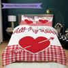Rotes Love-Muster Bettwäsche-Steppdecken-Set Steppdeckenbezug Kissenbezug Heimdekoration Geburtstagsgeschenk (1 * Bettbezug + 2 * Kissenbezug ohne Füllung)