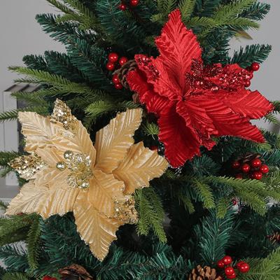 Noel yapay çiçek Sahte Süsler Uzun ömürlü Noel Ağacı Ev Şenlikli Dekorasyon için Parlak Çiçek