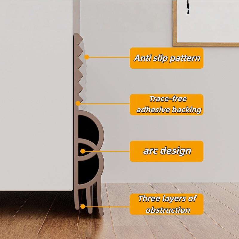 1pc 1m/39.37in Soundproof Door Bottom Sealing Strip Insect Prevention Draught Excluder Self-adhesive Door Draft Stopper Bedroom