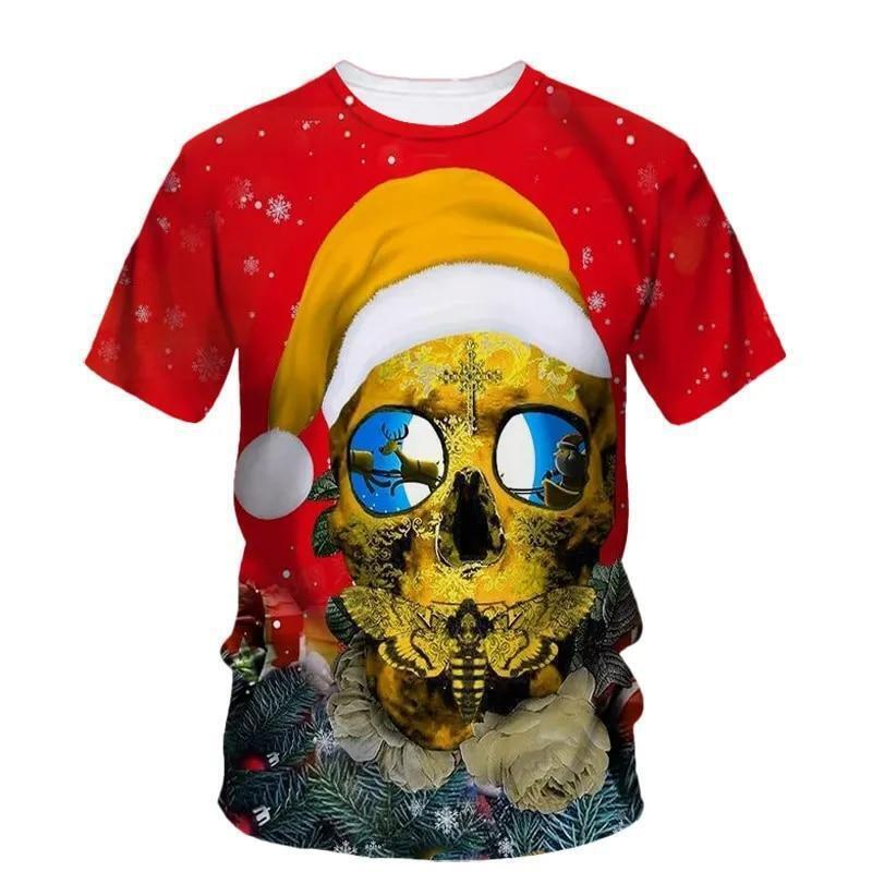 Summer Round Neck 3D Christmas Print Top Fashionable Casual Short Sleeved Women's T-shirts
